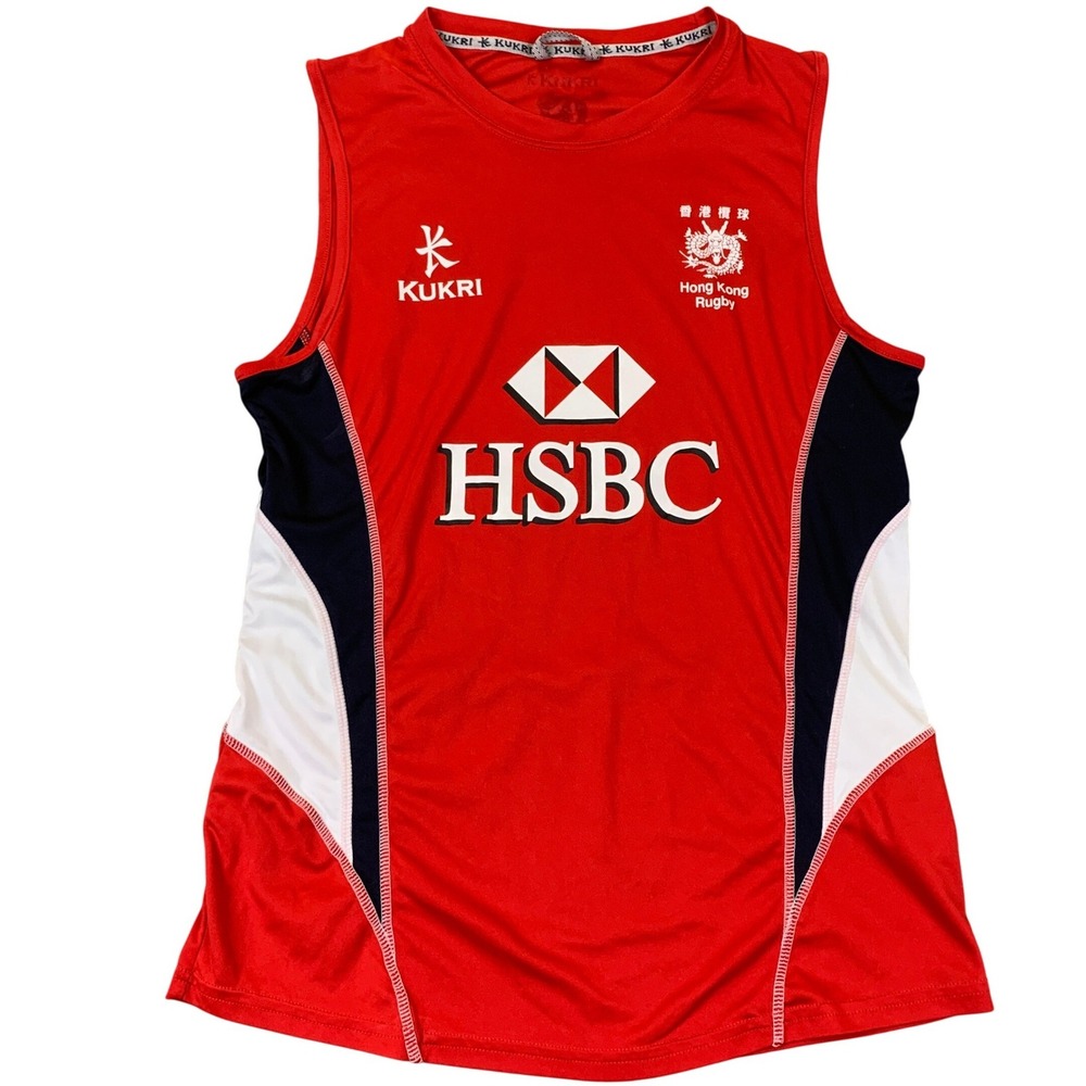 Kukri Hong Kong Rugby HSBC Tank Top Mens Medium Red Sleeveless Trainingrsey